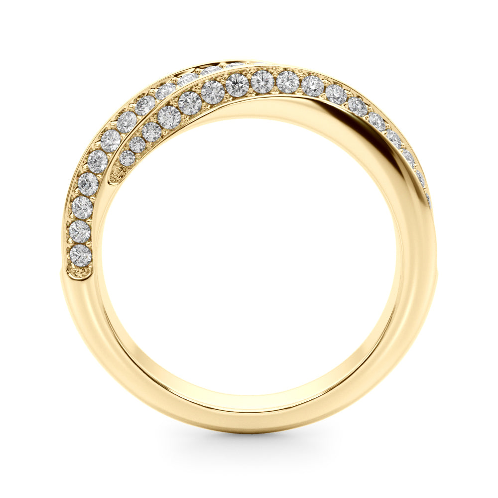 Multirow Pave Twisted Shank Half Eternity Ring in Gold & Platinum