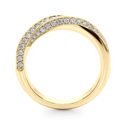 Multirow Pave Twisted Shank Half Eternity Ring in Gold & Platinum
