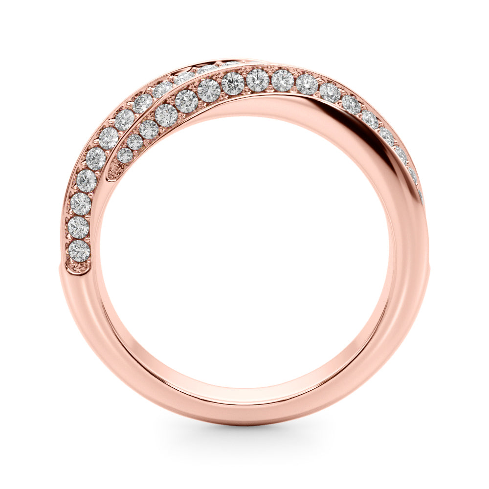 Multirow Pave Twisted Shank Half Eternity Ring in Gold & Platinum