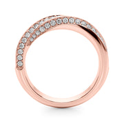 Multirow Pave Twisted Shank Half Eternity Ring in Gold & Platinum