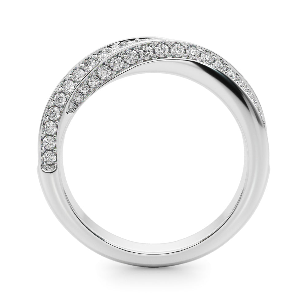 Multirow Pave Twisted Shank Half Eternity Ring in Gold & Platinum