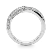 Multirow Pave Twisted Shank Half Eternity Ring in Gold & Platinum