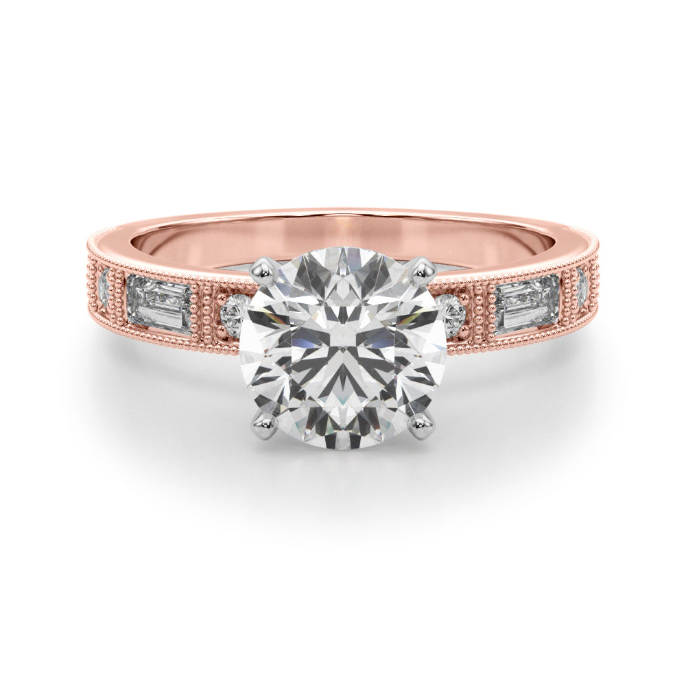 Bespoke Remount Engagement Ring Round Diamond Engagement Ring in 10K/14K gold and platinum with certified lab-grown or natural diamonds