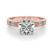 Bespoke Remount Engagement Ring Round Diamond Engagement Ring in 10K/14K gold and platinum with certified lab-grown or natural diamonds