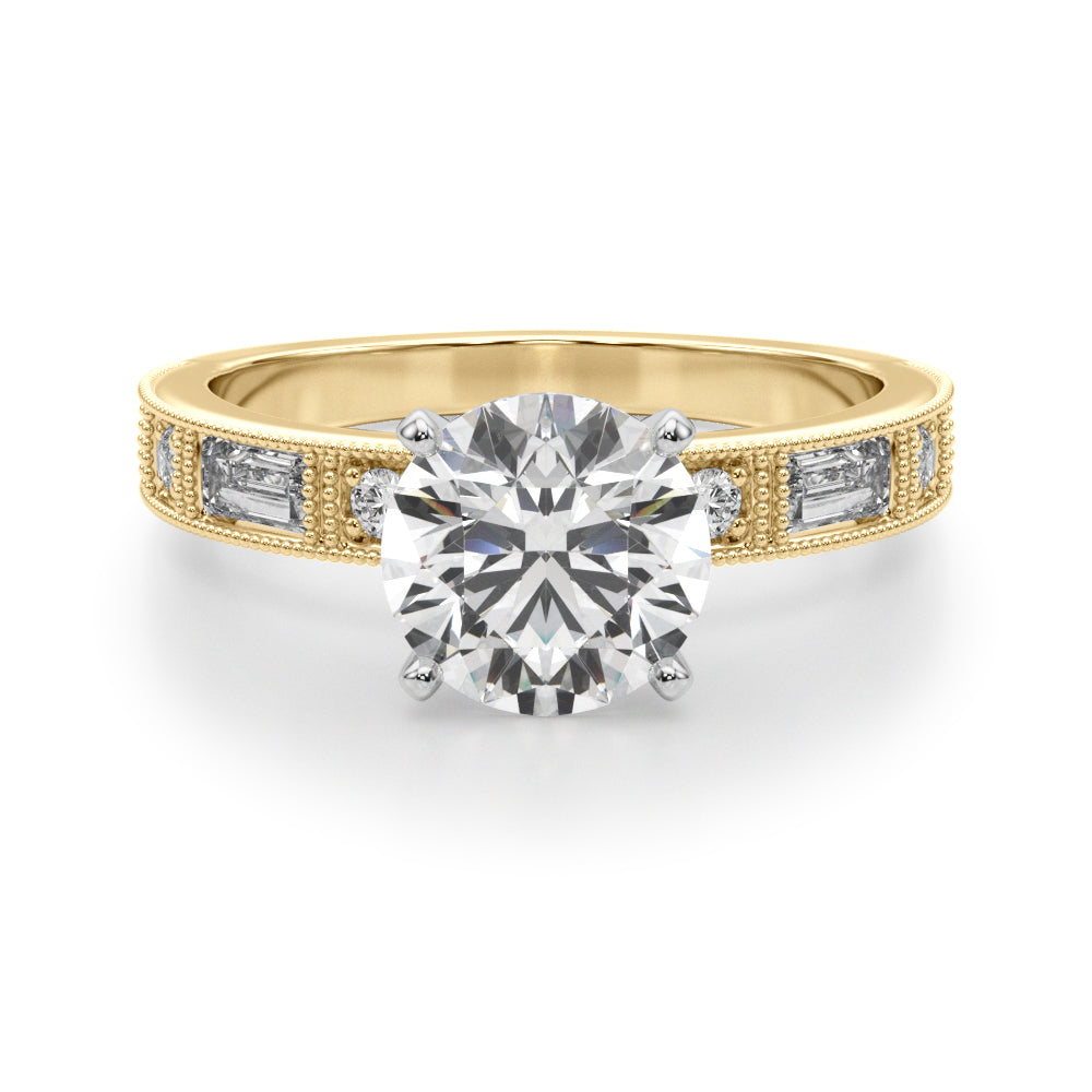 Bespoke Remount Engagement Ring Round Diamond Engagement Ring in 10K/14K gold and platinum with certified lab-grown or natural diamonds