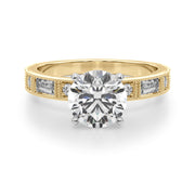 Bespoke Remount Engagement Ring Round Diamond Engagement Ring in 10K/14K gold and platinum with certified lab-grown or natural diamonds