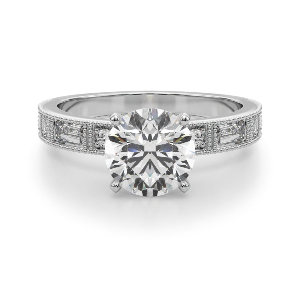 Bespoke Remount Engagement Ring Round Diamond Engagement Ring in 10K/14K gold and platinum with certified lab-grown or natural diamonds