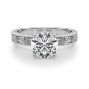 Bespoke Remount Engagement Ring Round Diamond Engagement Ring in 10K/14K gold and platinum with certified lab-grown or natural diamonds