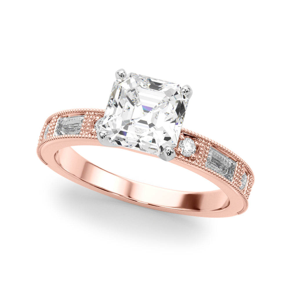 Bespoke Remount Engagement Ring Round Diamond Engagement Ring in 10K/14K gold and platinum with certified lab-grown or natural diamonds