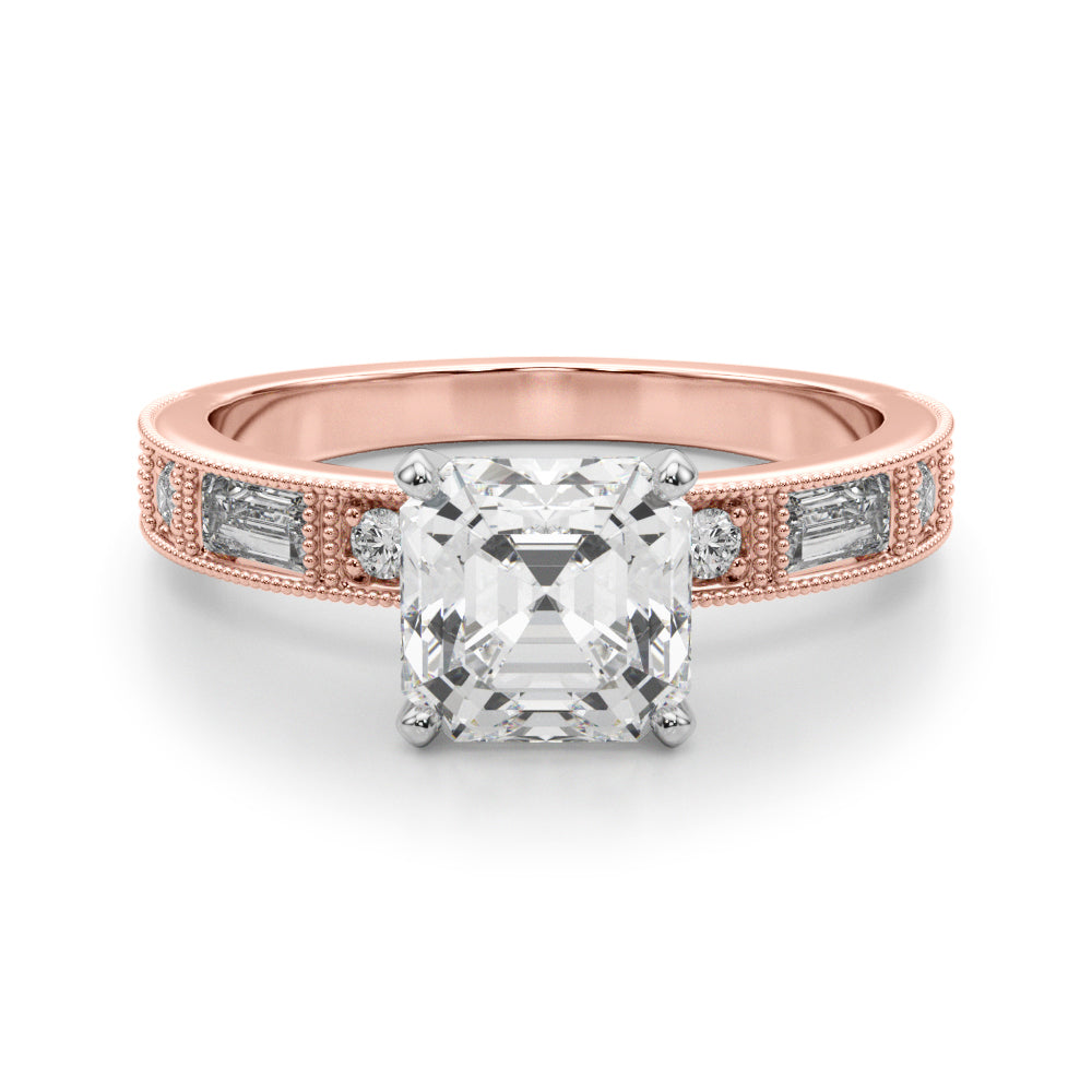 Bespoke Remount Engagement Ring Round Diamond Engagement Ring in 10K/14K gold and platinum with certified lab-grown or natural diamonds
