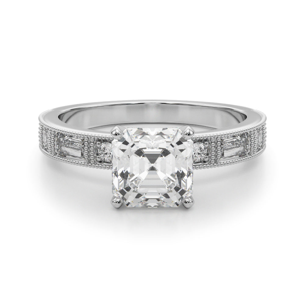 Bespoke Remount Engagement Ring Round Diamond Engagement Ring in 10K/14K gold and platinum with certified lab-grown or natural diamonds