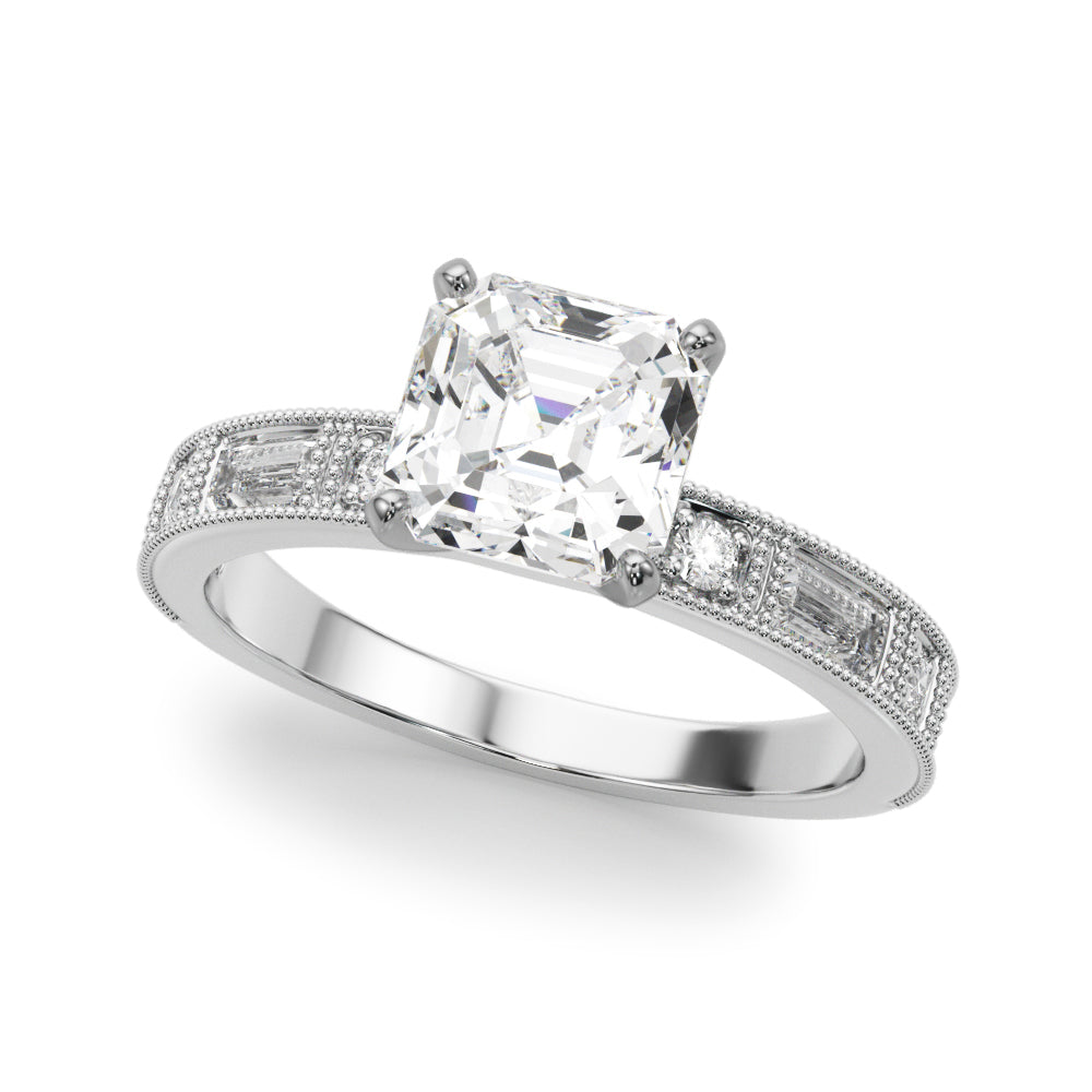 Bespoke Remount Engagement Ring Round Diamond Engagement Ring in 10K/14K gold and platinum with certified lab-grown or natural diamonds