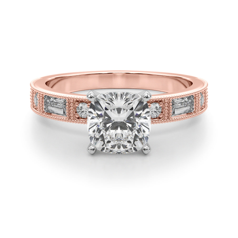 Bespoke Remount Engagement Ring Round Diamond Engagement Ring in 10K/14K gold and platinum with certified lab-grown or natural diamonds
