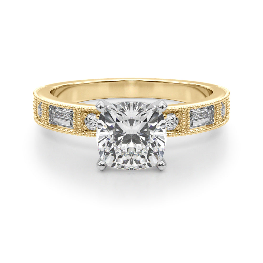 Bespoke Remount Engagement Ring Round Diamond Engagement Ring in 10K/14K gold and platinum with certified lab-grown or natural diamonds