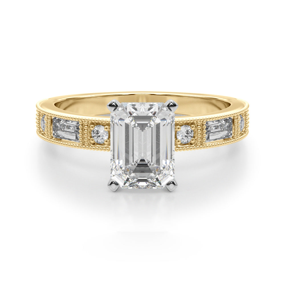 Bespoke Remount Engagement Ring Round Diamond Engagement Ring in 10K/14K gold and platinum with certified lab-grown or natural diamonds