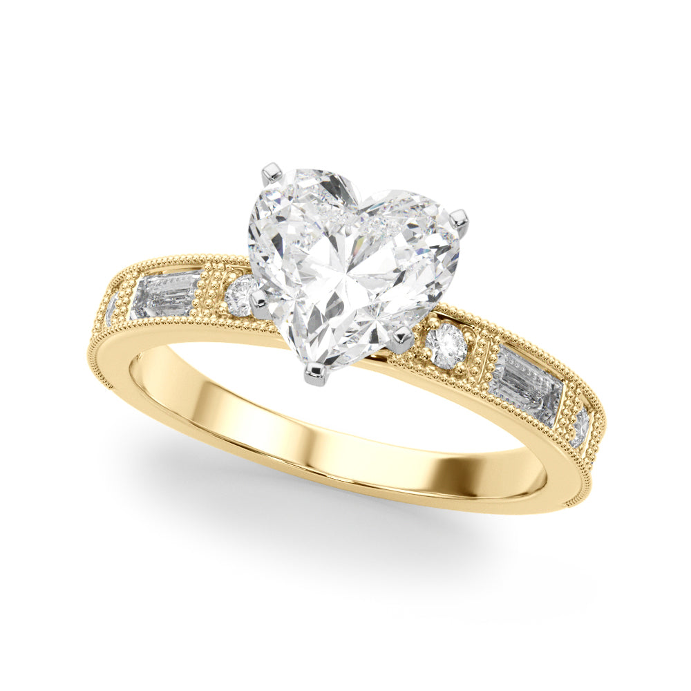 Bespoke Remount Engagement Ring Round Diamond Engagement Ring in 10K/14K gold and platinum with certified lab-grown or natural diamonds