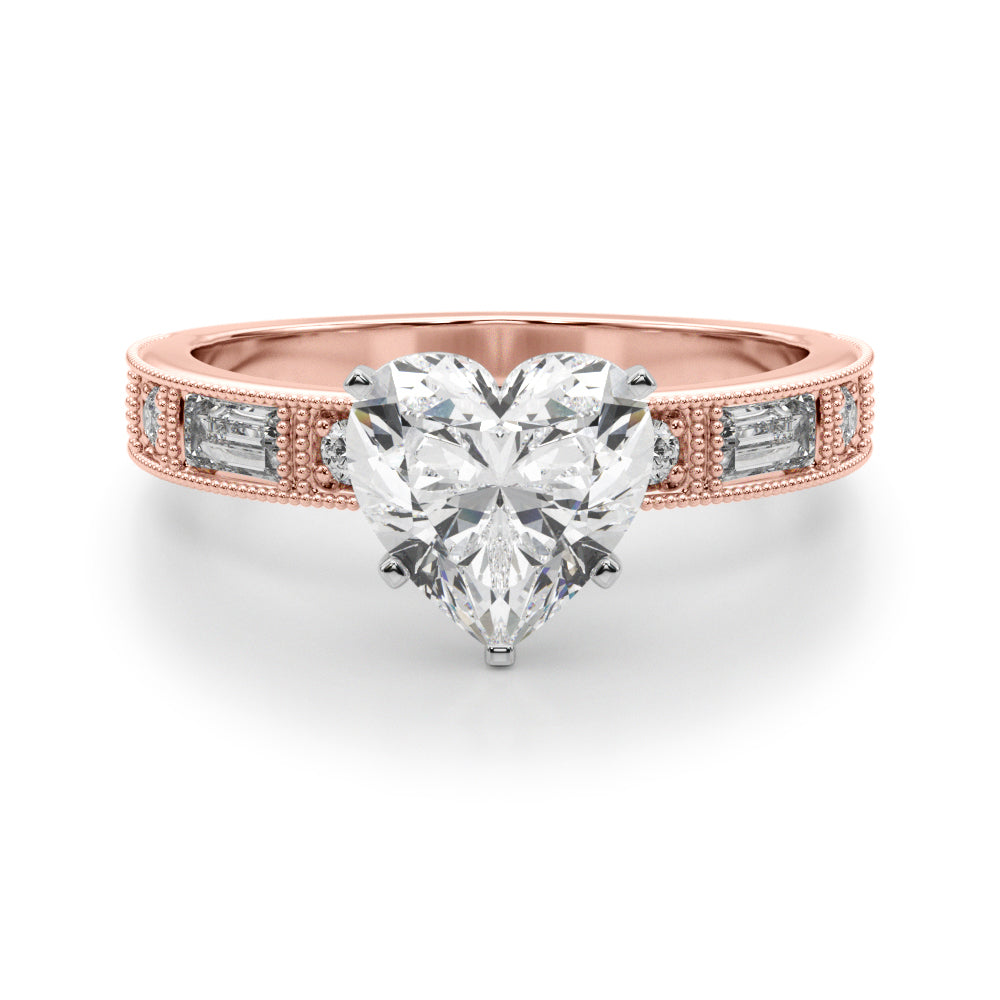 Bespoke Remount Engagement Ring Round Diamond Engagement Ring in 10K/14K gold and platinum with certified lab-grown or natural diamonds