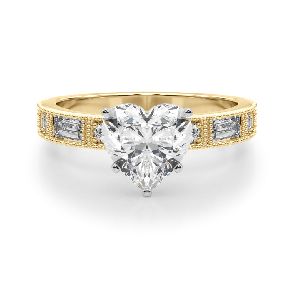 Bespoke Remount Engagement Ring Round Diamond Engagement Ring in 10K/14K gold and platinum with certified lab-grown or natural diamonds