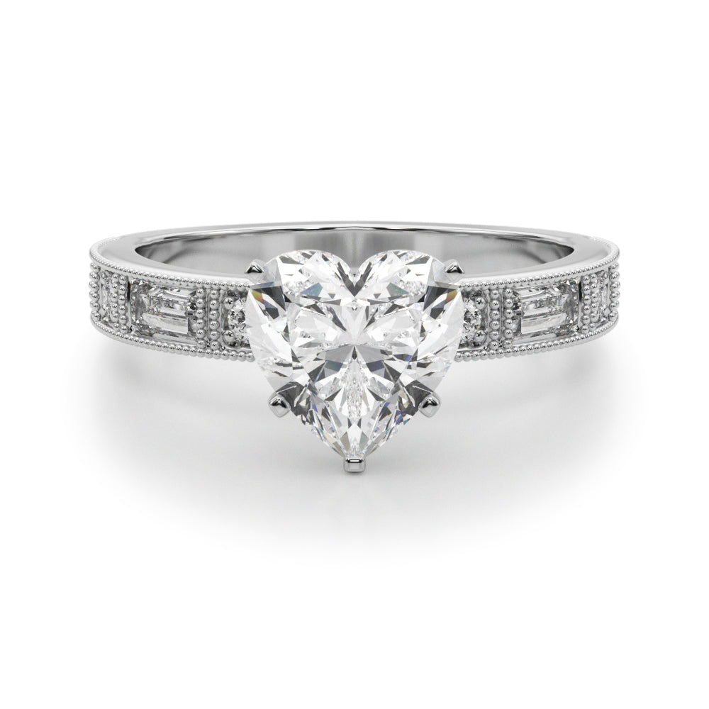 Bespoke Remount Engagement Ring Round Diamond Engagement Ring in 10K/14K gold and platinum with certified lab-grown or natural diamonds