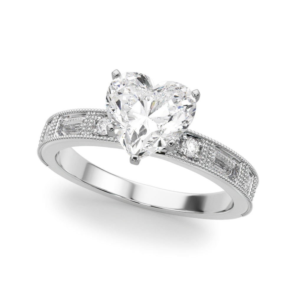Bespoke Remount Engagement Ring Round Diamond Engagement Ring in 10K/14K gold and platinum with certified lab-grown or natural diamonds
