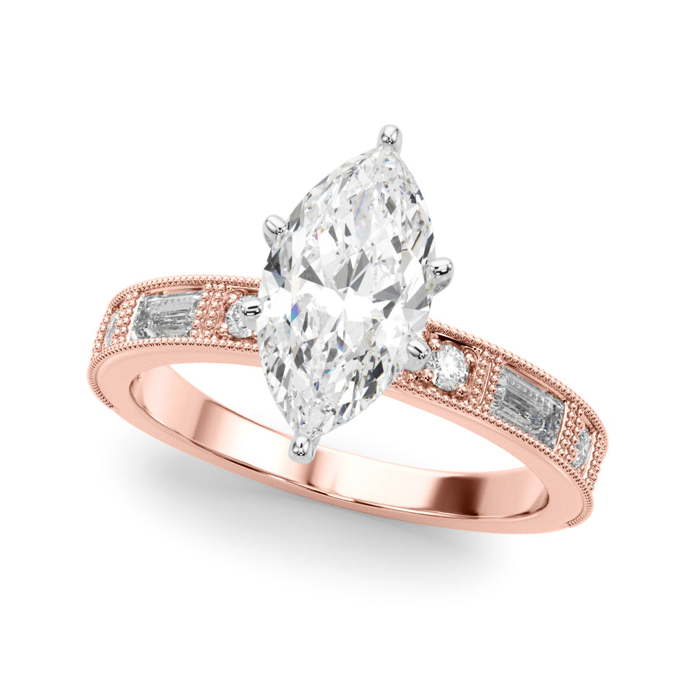Bespoke Remount Engagement Ring Round Diamond Engagement Ring in 10K/14K gold and platinum with certified lab-grown or natural diamonds