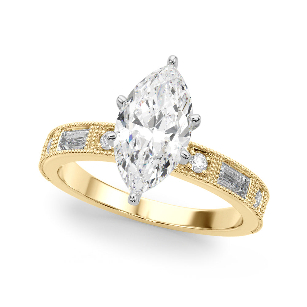 Bespoke Remount Engagement Ring Round Diamond Engagement Ring in 10K/14K gold and platinum with certified lab-grown or natural diamonds