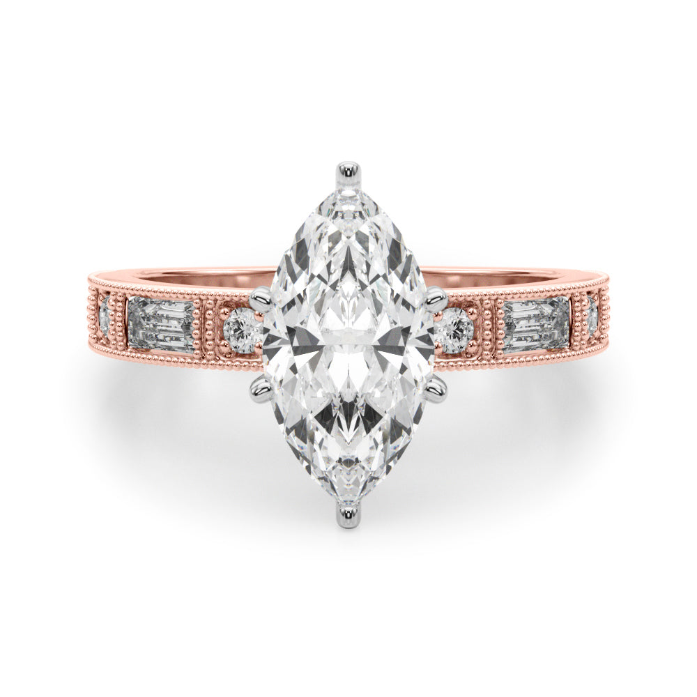 Bespoke Remount Engagement Ring Round Diamond Engagement Ring in 10K/14K gold and platinum with certified lab-grown or natural diamonds