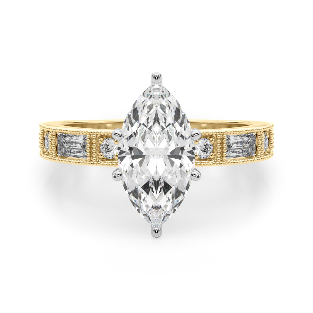 Bespoke Remount Engagement Ring Round Diamond Engagement Ring in 10K/14K gold and platinum with certified lab-grown or natural diamonds