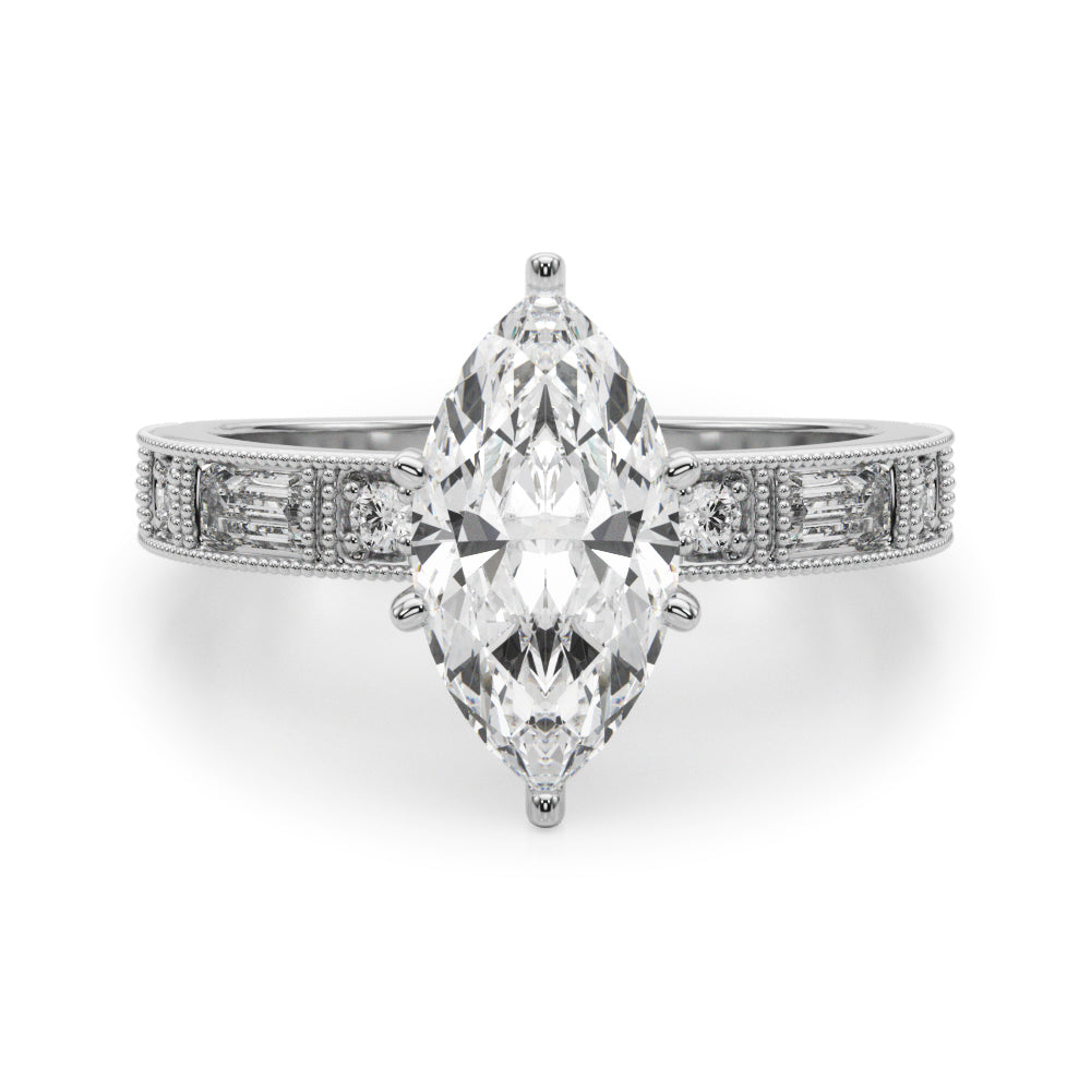 Bespoke Remount Engagement Ring Round Diamond Engagement Ring in 10K/14K gold and platinum with certified lab-grown or natural diamonds