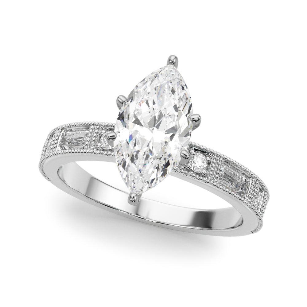 Bespoke Remount Engagement Ring Round Diamond Engagement Ring in 10K/14K gold and platinum with certified lab-grown or natural diamonds