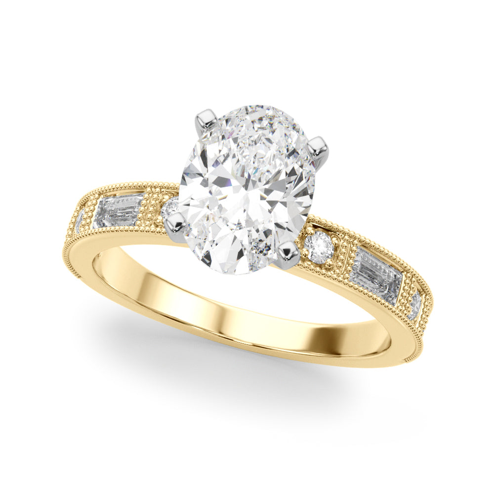Bespoke Remount Engagement Ring Round Diamond Engagement Ring in 10K/14K gold and platinum with certified lab-grown or natural diamonds