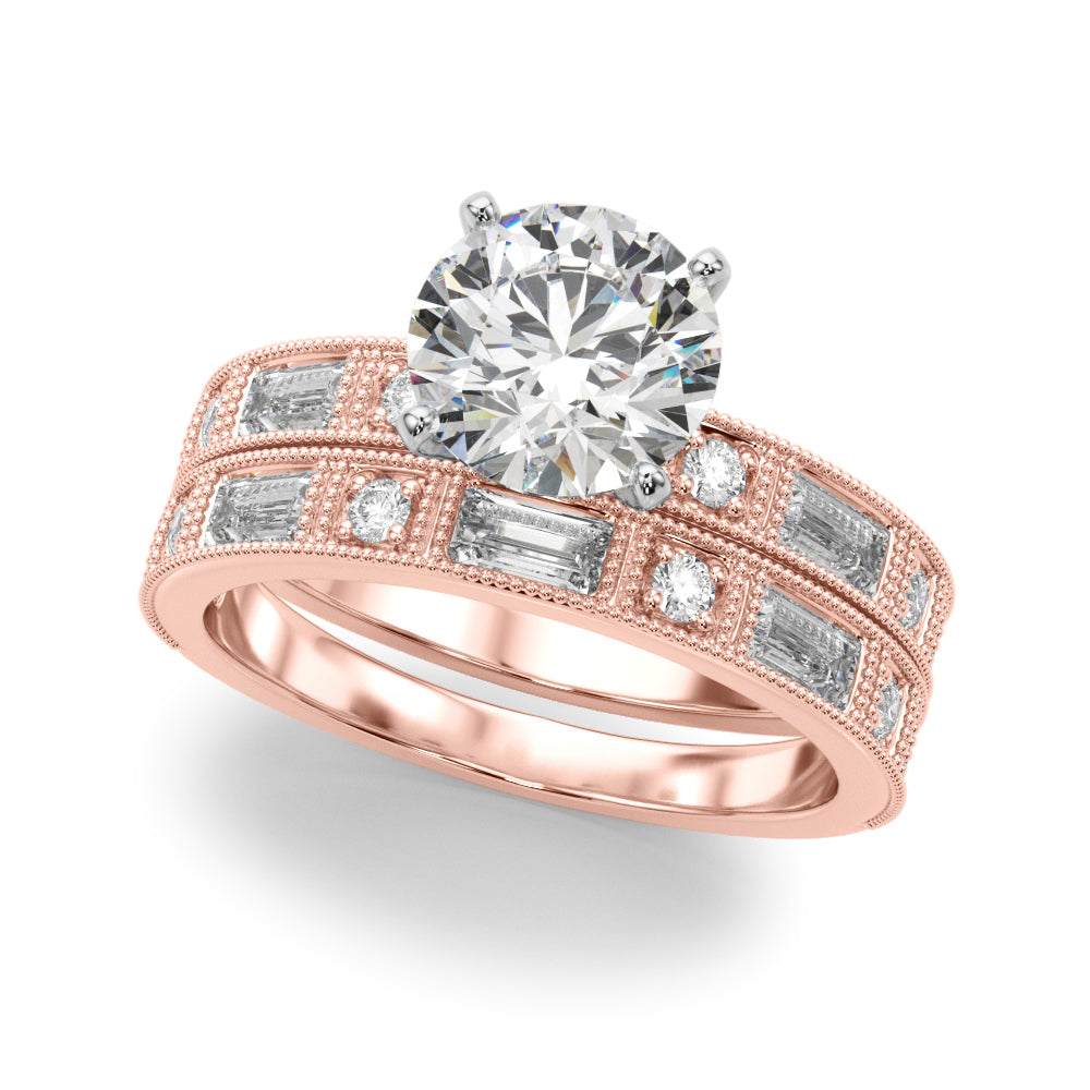 Bespoke Remount Engagement Ring Round Diamond Engagement Ring in 10K/14K gold and platinum with certified lab-grown or natural diamonds