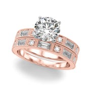 Bespoke Remount Engagement Ring Round Diamond Engagement Ring in 10K/14K gold and platinum with certified lab-grown or natural diamonds