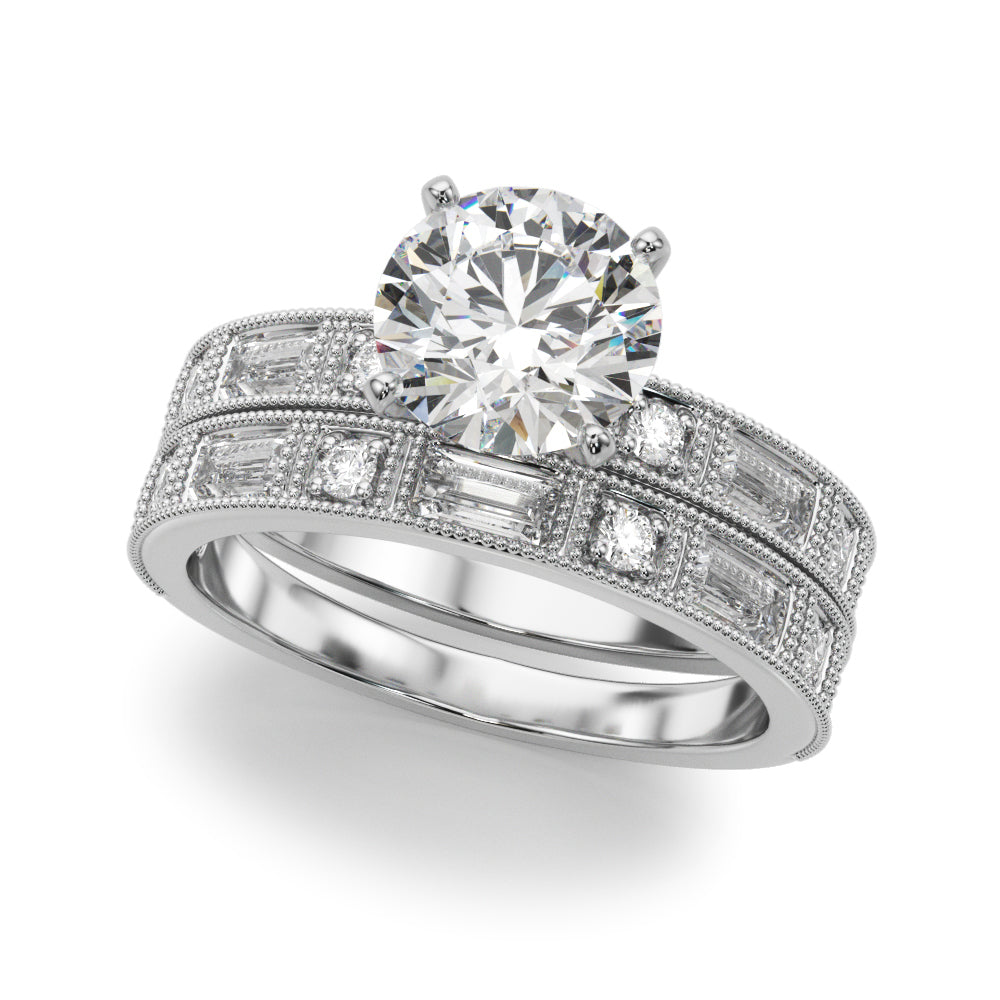 Bespoke Remount Engagement Ring Round Diamond Engagement Ring in 10K/14K gold and platinum with certified lab-grown or natural diamonds