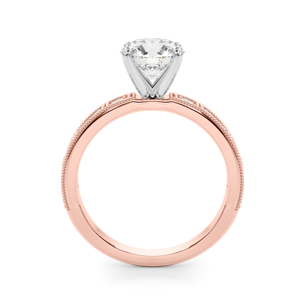 Bespoke Remount Engagement Ring Round Diamond Engagement Ring in 10K/14K gold and platinum with certified lab-grown or natural diamonds