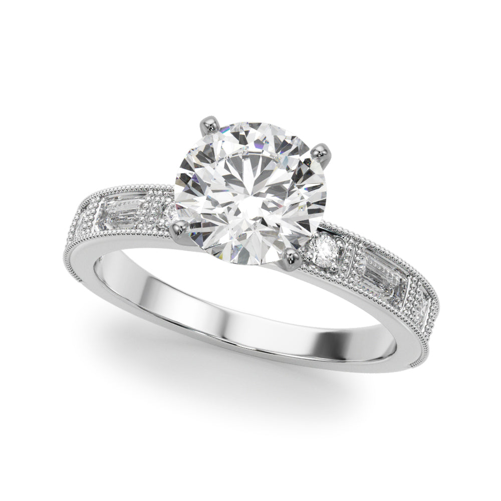 Bespoke Remount Engagement Ring Round Diamond Engagement Ring in 10K/14K gold and platinum with certified lab-grown or natural diamonds