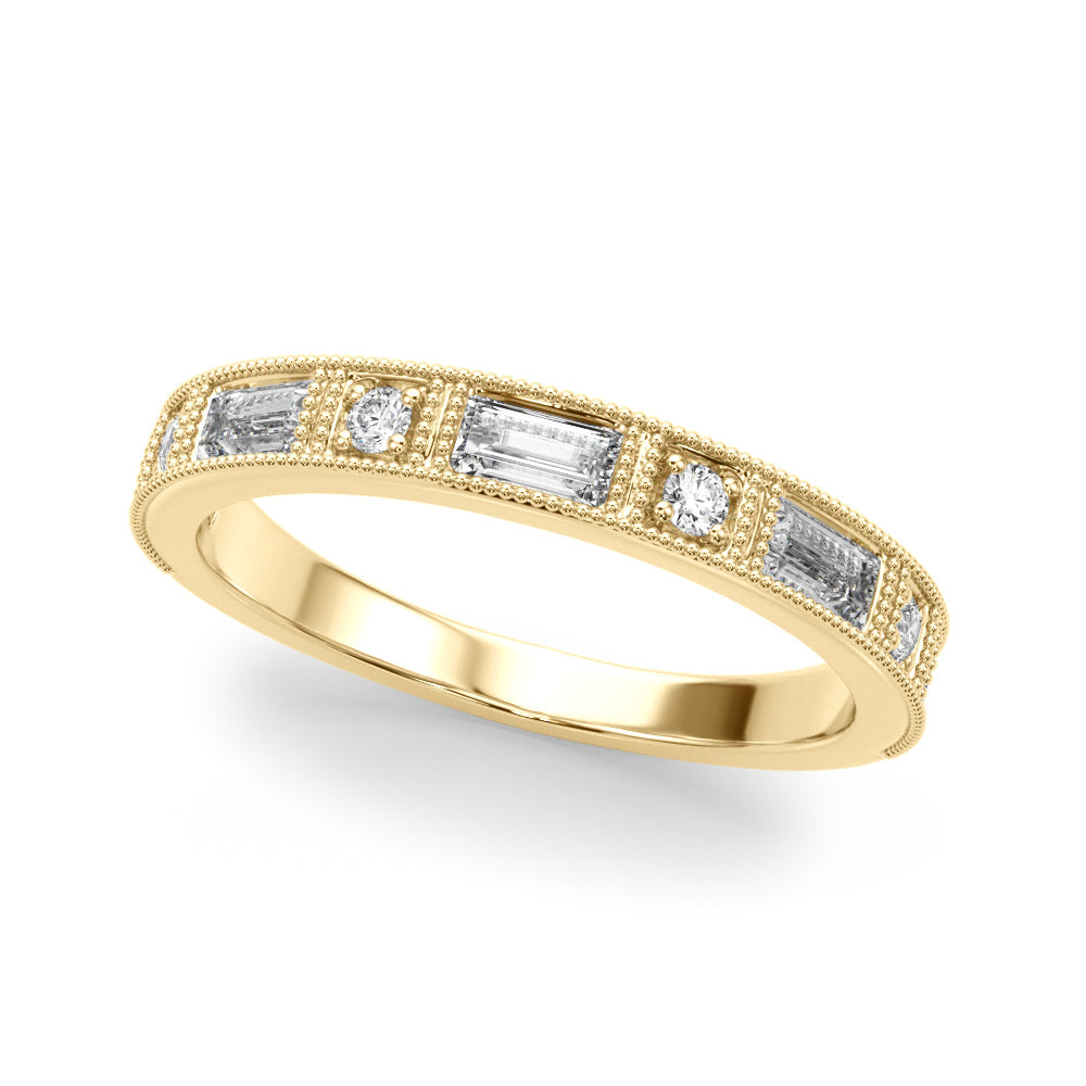 Channel Set Fancy Baguette Half Eternity Ring in 10K/14K gold and platinum with certified lab-grown or natural diamonds
