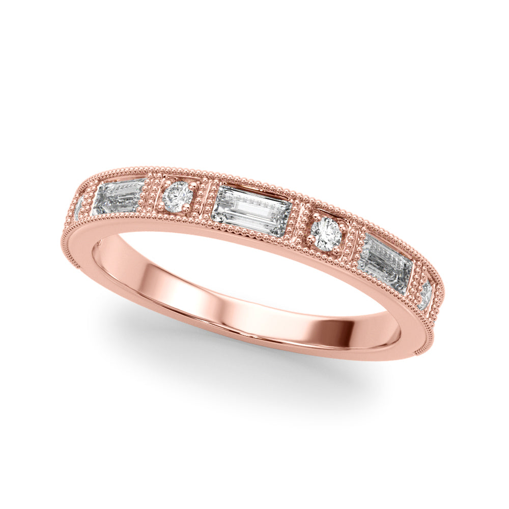 Channel Set Fancy Baguette Half Eternity Ring in Gold & Platinum