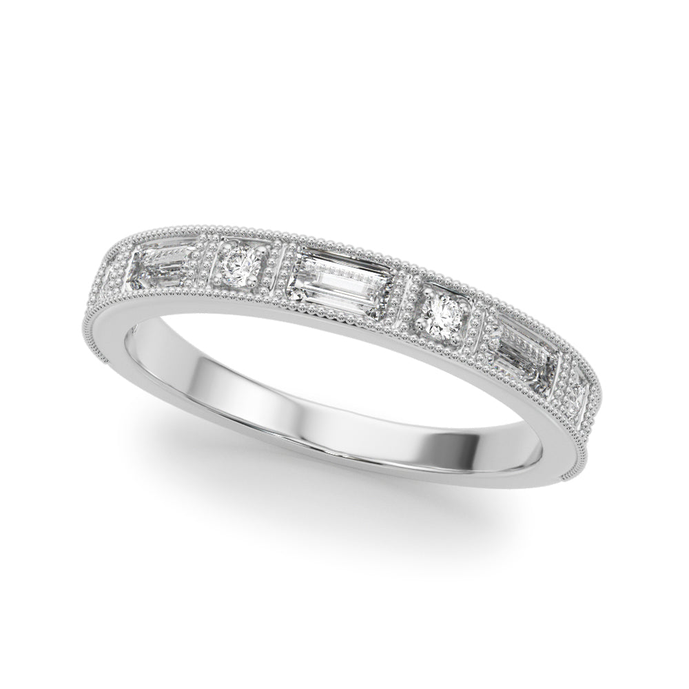 Channel Set Fancy Baguette Half Eternity Ring in Gold & Platinum