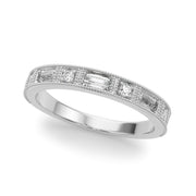 Channel Set Fancy Baguette Half Eternity Ring in Gold & Platinum