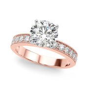 Couture Diamond Eng-Ring Round Diamond Engagement Ring in 10K/14K gold and platinum with certified lab-grown or natural diamonds