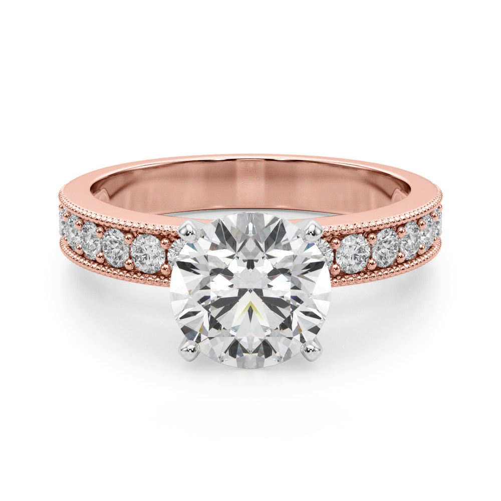 Couture Diamond Eng-Ring Round Diamond Engagement Ring in 10K/14K gold and platinum with certified lab-grown or natural diamonds