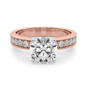 Couture Diamond Eng-Ring Round Diamond Engagement Ring in 10K/14K gold and platinum with certified lab-grown or natural diamonds