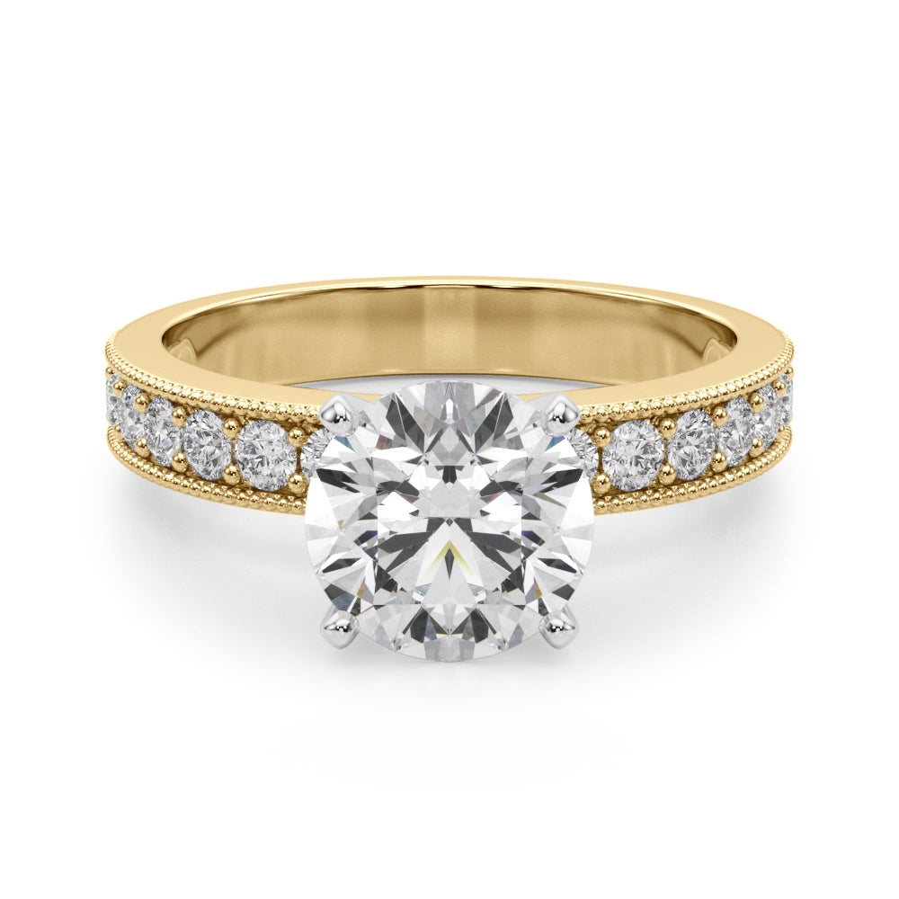 Couture Diamond Eng-Ring Round Diamond Engagement Ring in 10K/14K gold and platinum with certified lab-grown or natural diamonds