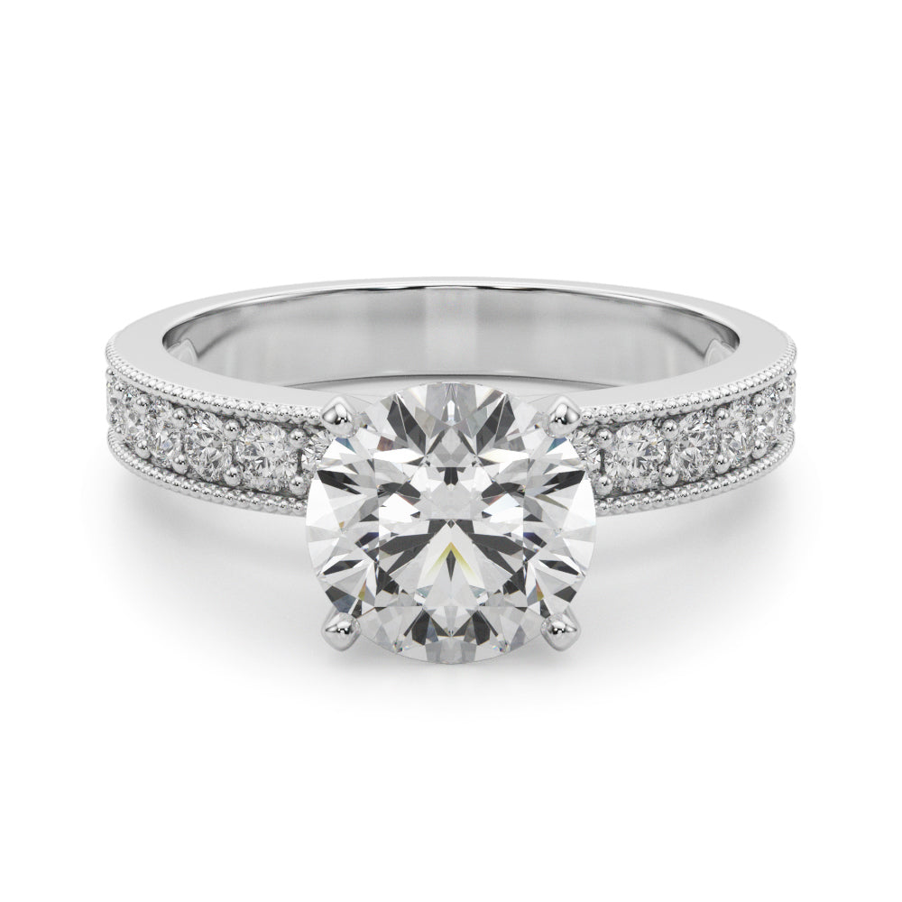 Couture Diamond Eng-Ring Round Diamond Engagement Ring in 10K/14K gold and platinum with certified lab-grown or natural diamonds