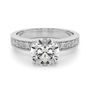 Couture Diamond Eng-Ring Round Diamond Engagement Ring in 10K/14K gold and platinum with certified lab-grown or natural diamonds
