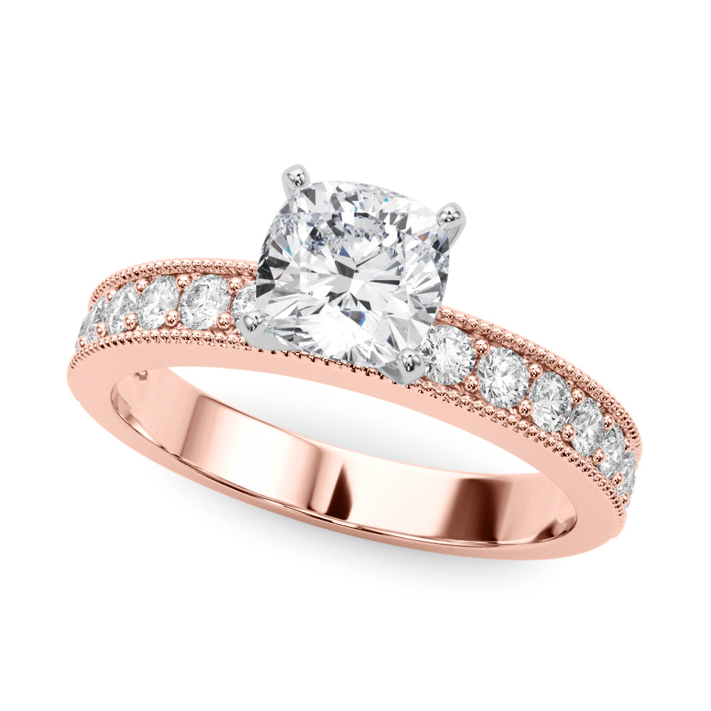 Couture Diamond Eng-Ring Round Diamond Engagement Ring in 10K/14K gold and platinum with certified lab-grown or natural diamonds