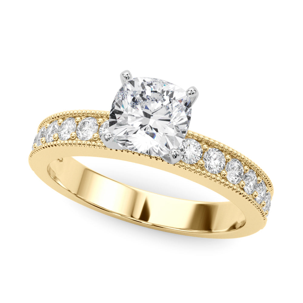 Couture Diamond Eng-Ring Round Diamond Engagement Ring in 10K/14K gold and platinum with certified lab-grown or natural diamonds