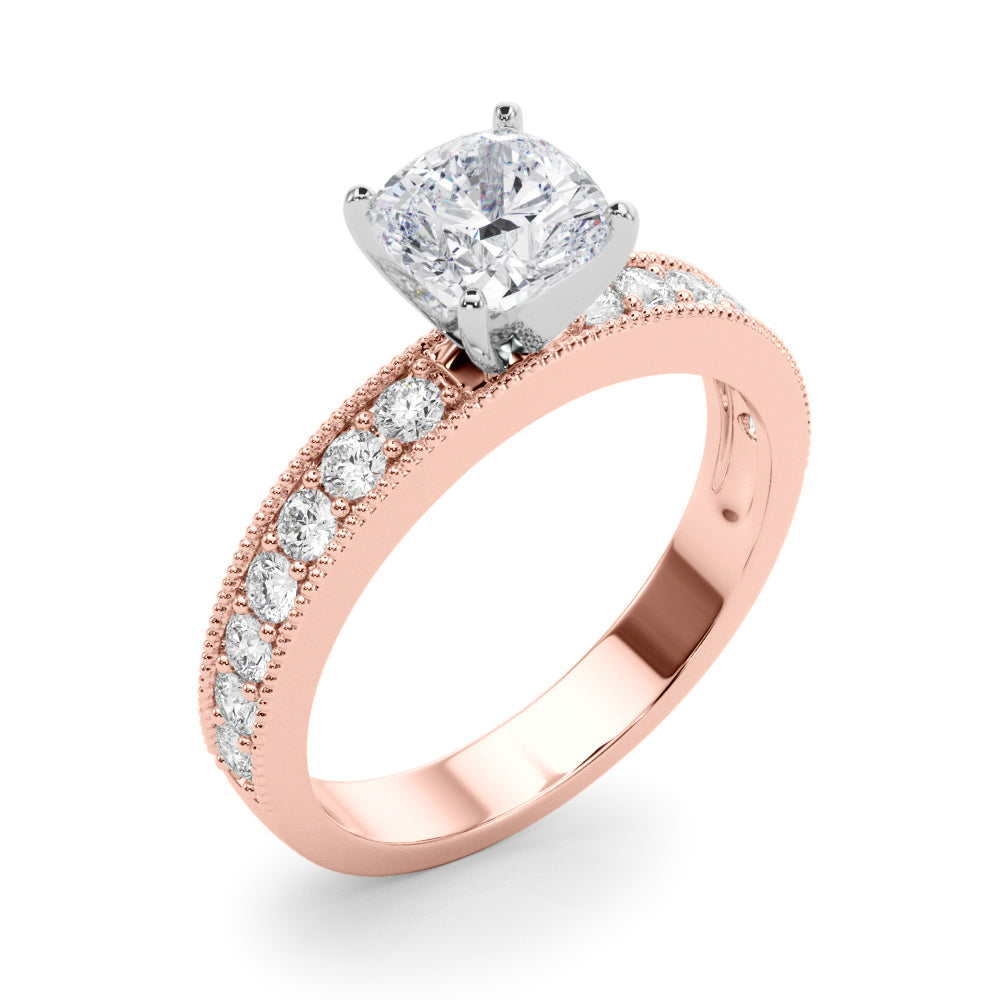 Couture Diamond Eng-Ring Round Diamond Engagement Ring in 10K/14K gold and platinum with certified lab-grown or natural diamonds