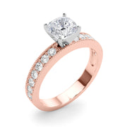 Couture Diamond Eng-Ring Round Diamond Engagement Ring in 10K/14K gold and platinum with certified lab-grown or natural diamonds